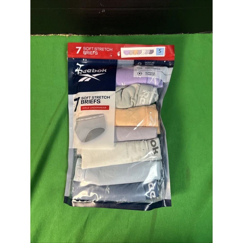 Reebok Girls 7-Pack Soft Stretch Briefs Underwear Size Small 6/7 Multicolor NWT